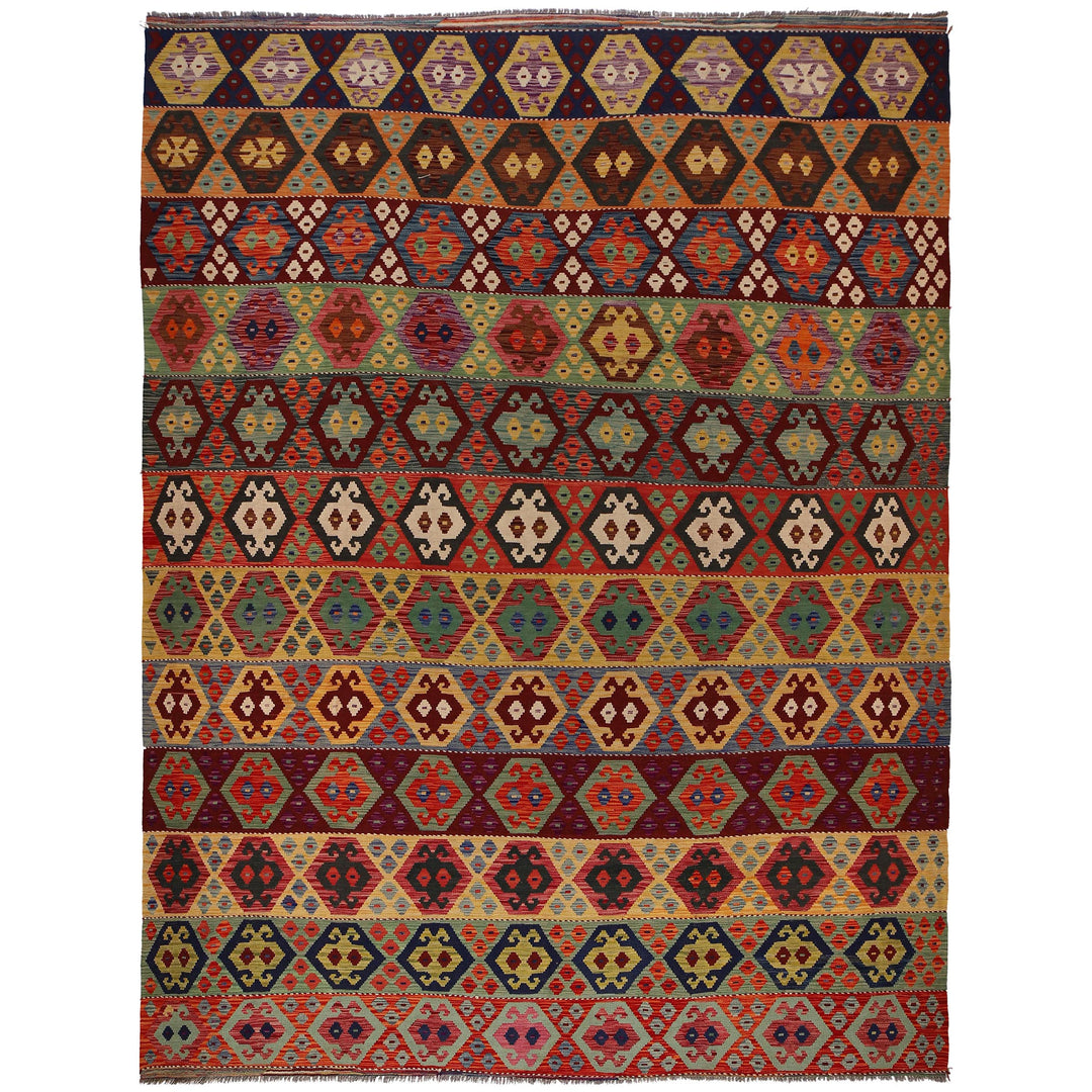 Hand Knotted Flatweave Kilim 9' 7" x 13' 1" - No. AL14395