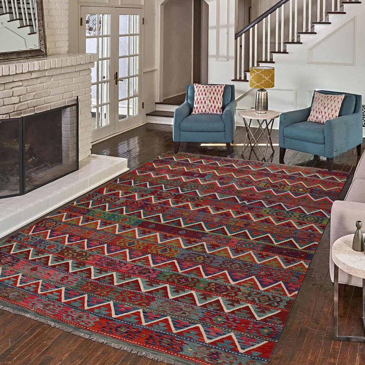 Hand Knotted Flatweave Kilim 8' 4" x 11' 7" - No. AL89035
