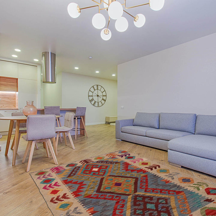 Hand Knotted Afghan Style Kilim 2' 9" x 4' 2" - No. AL34885