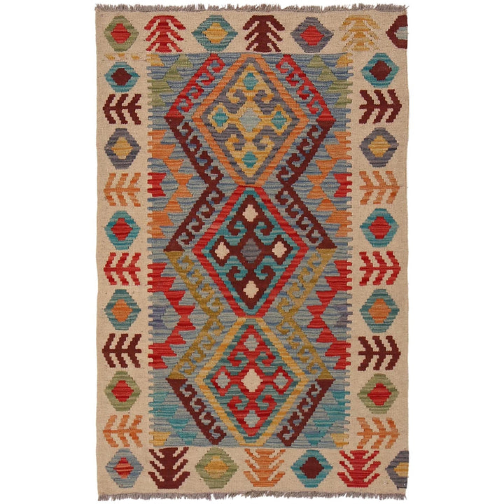 Hand Knotted Afghan Style Kilim 2' 7" x 4' 2" - No. AL70406