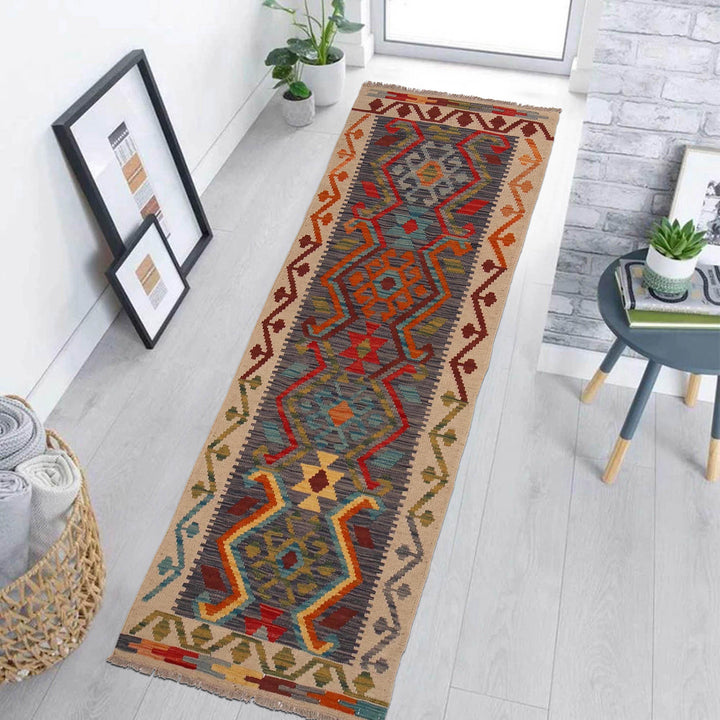 Afghan Kilim Rug 2' 1" x 6' 5" Flat-Weave view 9