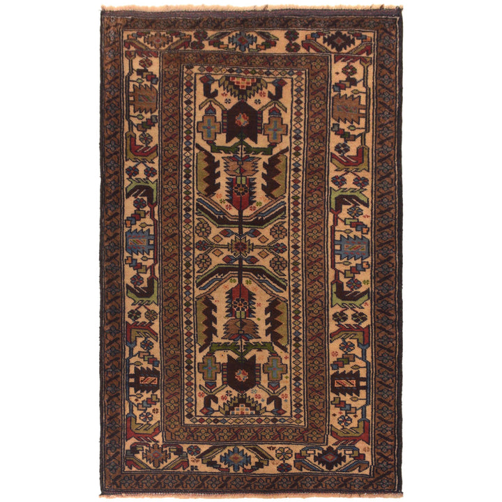 Afghan Baluchi Rug 3' 0" x 5' 2" Hand-Knotted