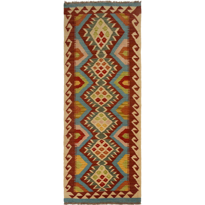 Hand Woven Wool Kelim Runner 2' 1"x 6' 4" - No. AL59603