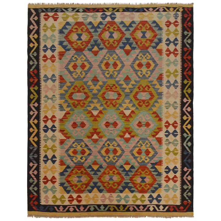 Hand Knotted Afghan Style Kilim 5' 3" x 6' 7" - No. AL47485