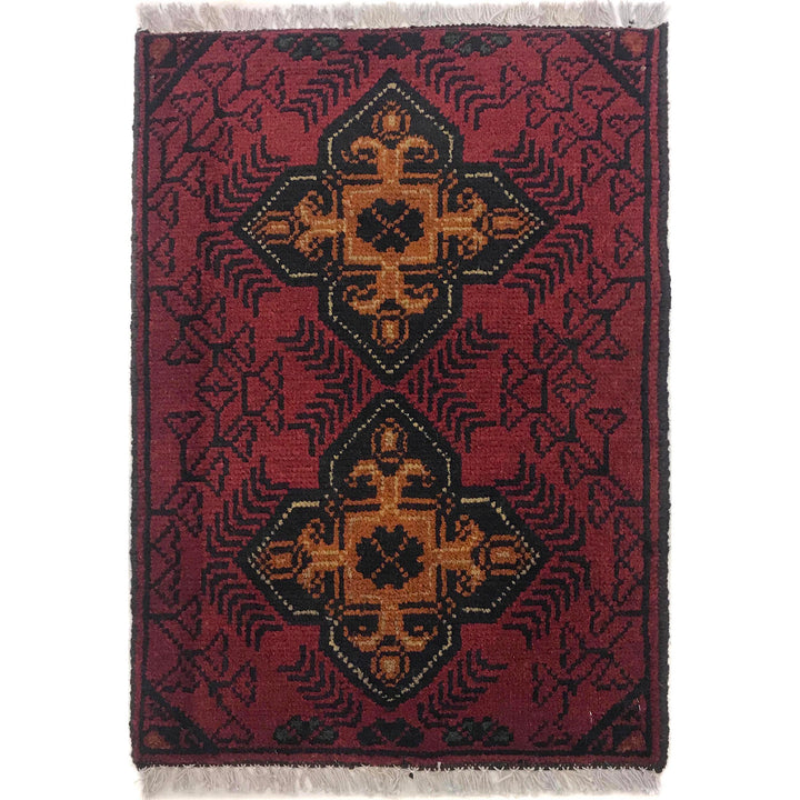 Red Afghan Oriental Rug 1' 5" x 2' 0" Hand-Knotted | No. AL20133