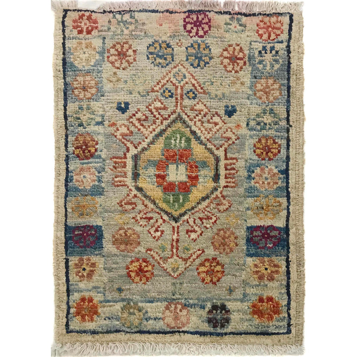 Afghan Oriental Rug 1' 4" x 1' 10" Hand-Knotted