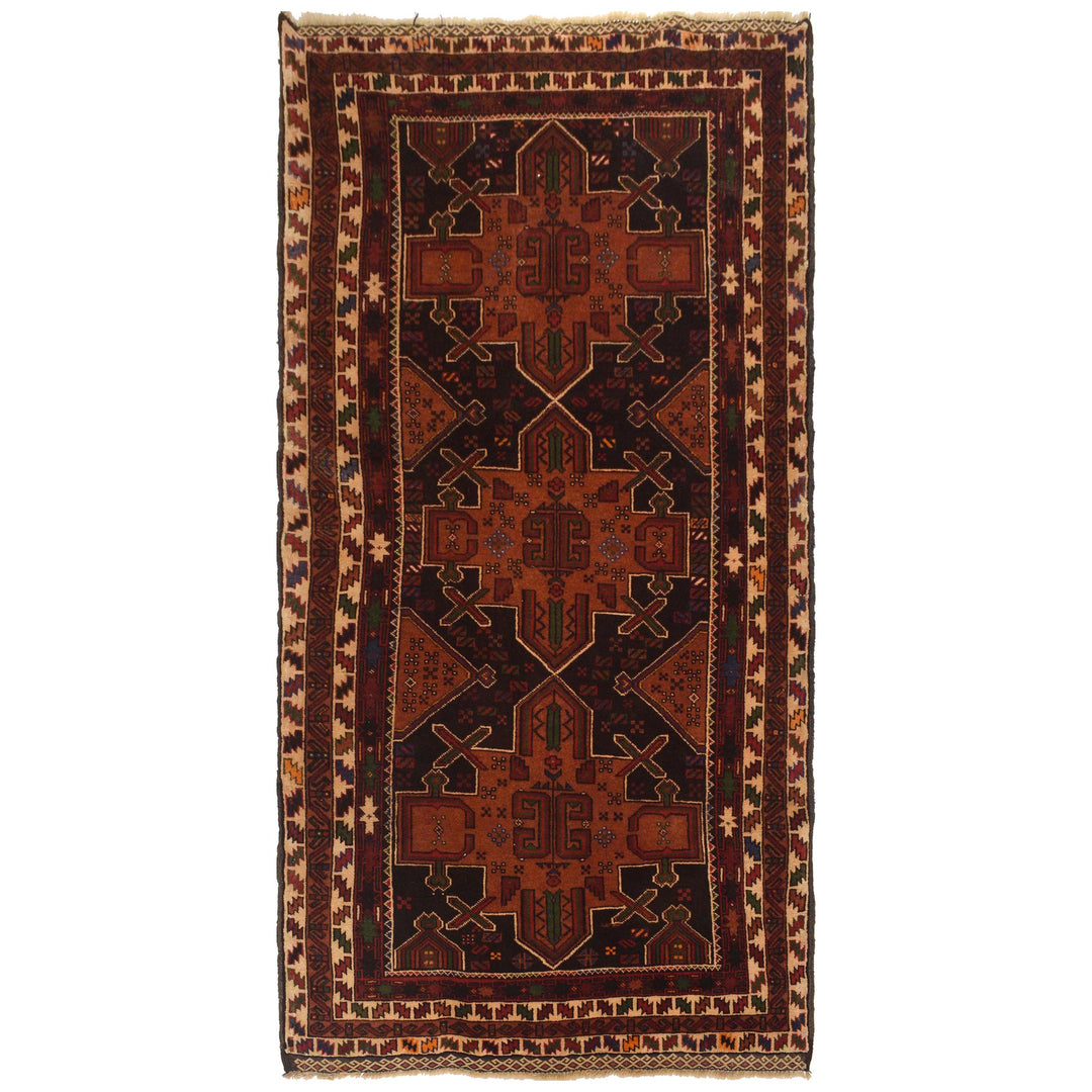 Afghan Baluchi Rug 3' 5" x 6' 7" Hand-Knotted