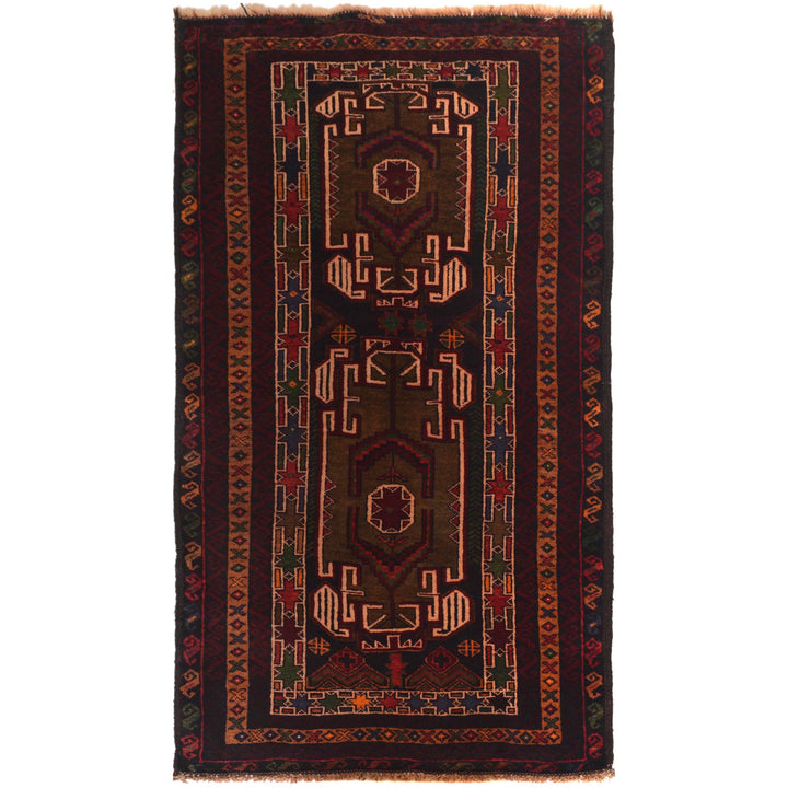 Afghan Baluchi Rug 2' 8" x 4' 10" Hand-Knotted