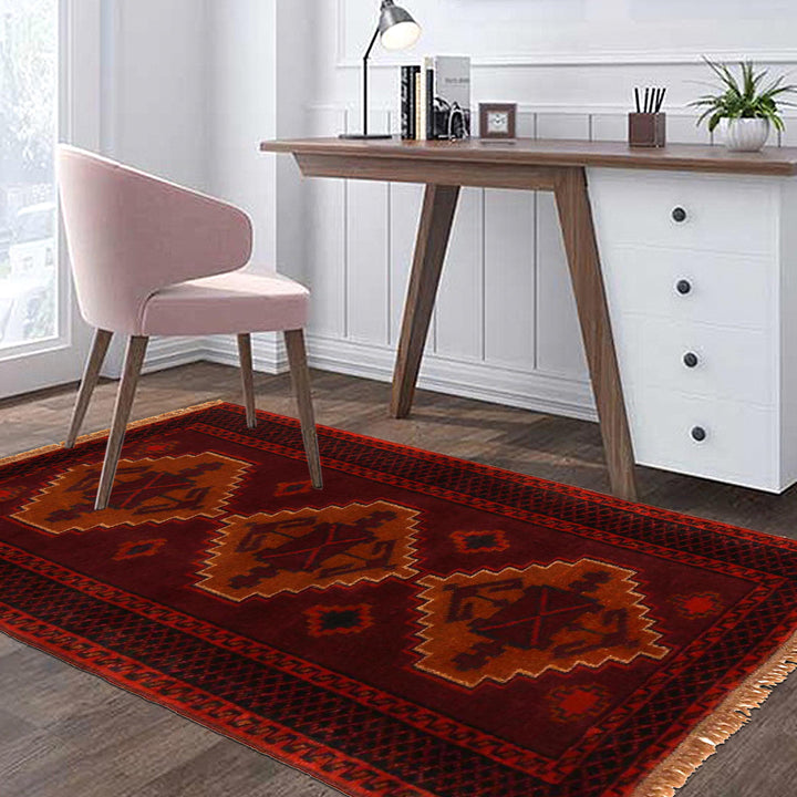 Red Afghan Baluchi Rug 2' 10" x 4' 8" Hand-Knotted view 9