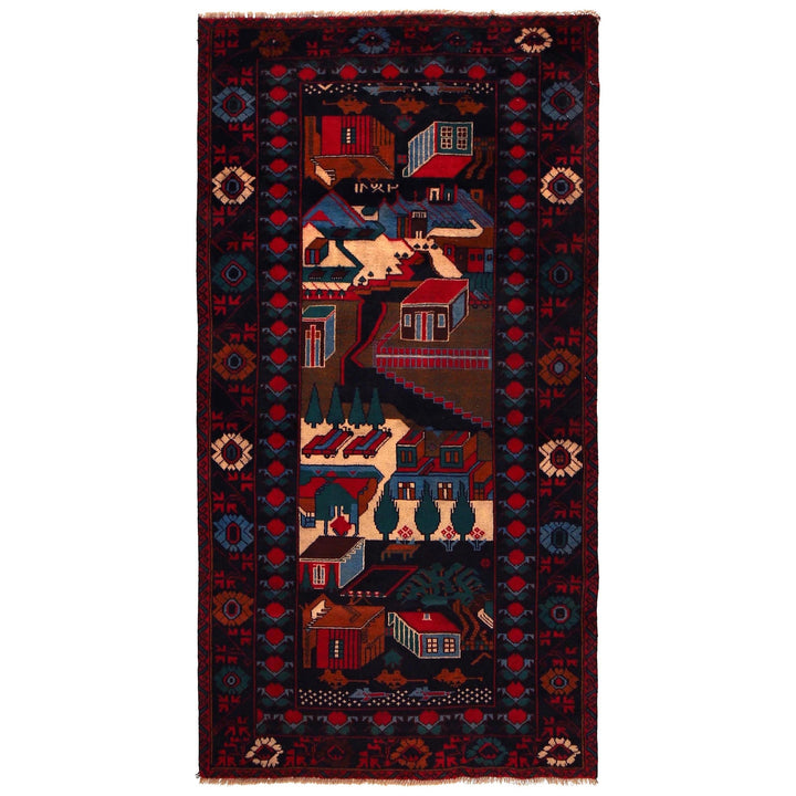 Handmade Picture Area Rug 3' 8" x 6' 9" - No. AL37621