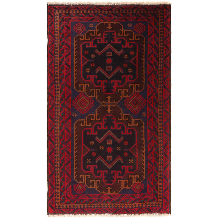 Afghan Baluchi Rug 2' 11" x 5' 0" Hand-Knotted