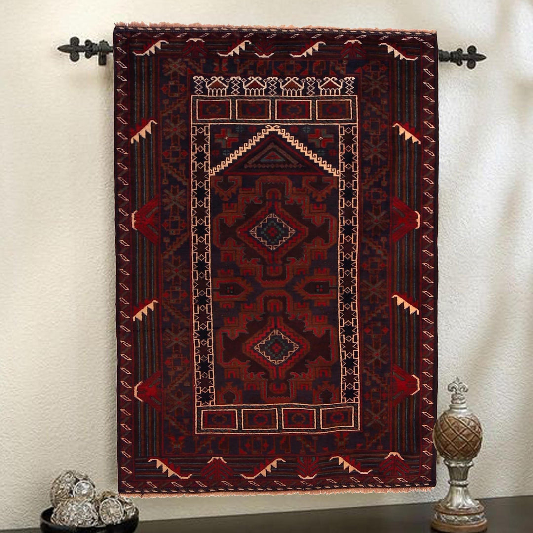 Red Color Prayer Rug 2' 10" x 4' 11" - No. AL59460