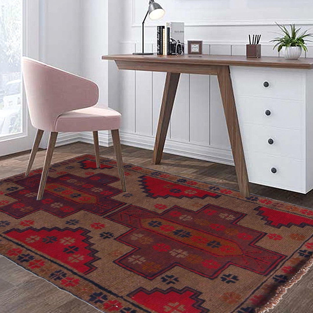 Brown Color Baluchi Rug 2' 11" x 4' 5" - No. AL71201