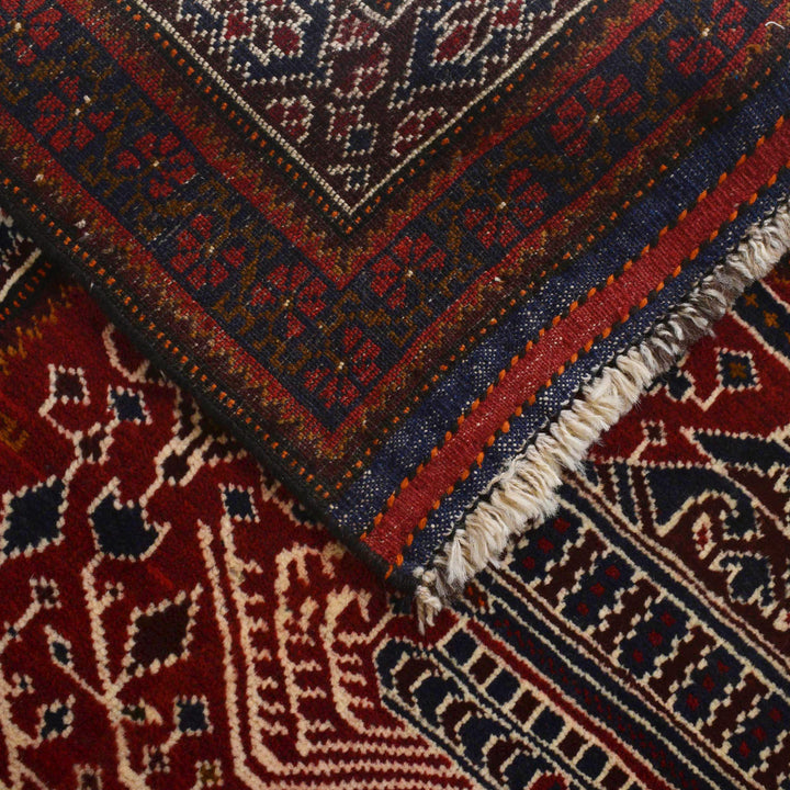 Red Afghan Prayer Rug 3' 4" x 4' 11" Hand-Knotted field