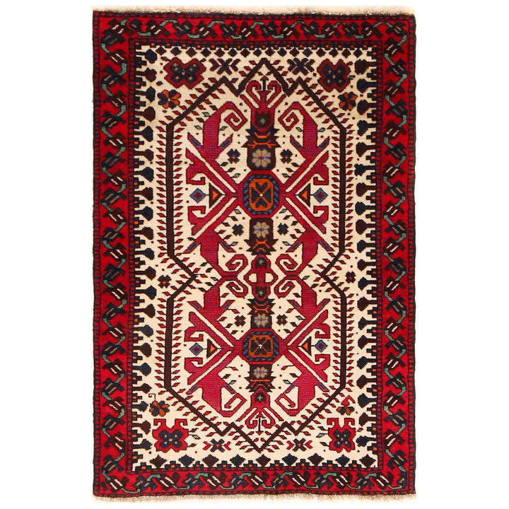 Beige Color Baluchi Rug 3' 3" x 4' 9" - No. AL58361