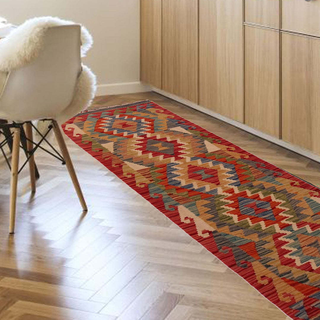 Hand Knotted Afghan Style Kilim Runner 1' 8" x 5' 1"  - No. AL32746