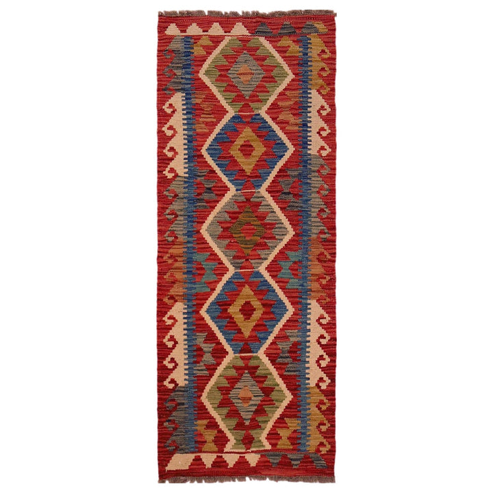 Multi Color ful Flat-Weave Wool Kilim Runner 1' 9" x 4' 9"  - No. AL52406