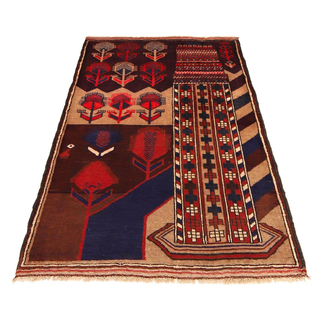Afghan Pictorial Rug 2' 11" x 4' 6" Hand-Knotted detail