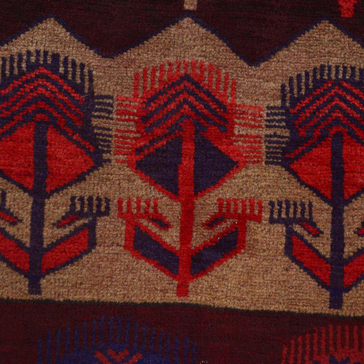 Afghan Pictorial Rug 2' 11" x 4' 6" Hand-Knotted border