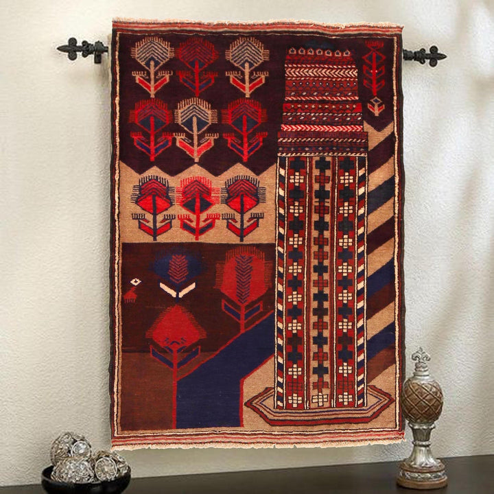 Afghan Pictorial Rug 2' 11" x 4' 6" Hand-Knotted view 9