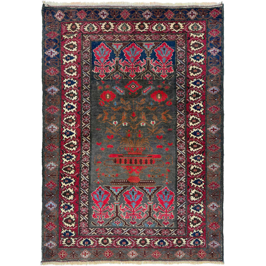 Afghan Baluchi Rug 3' 4" x 5' 0" Hand-Knotted