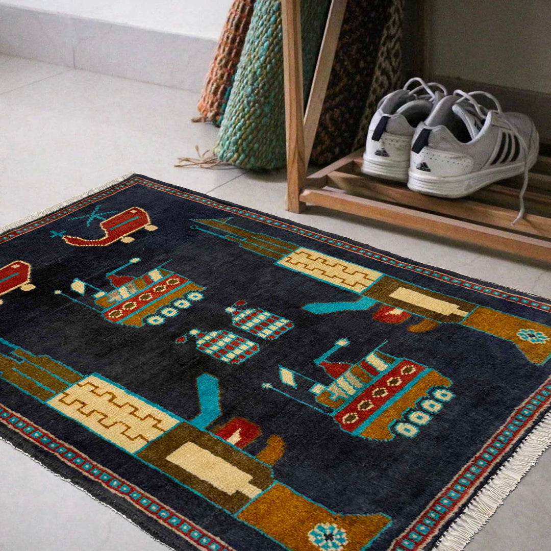 Afghan War Rug 2' 0" x 2' 10" Hand-Knotted view