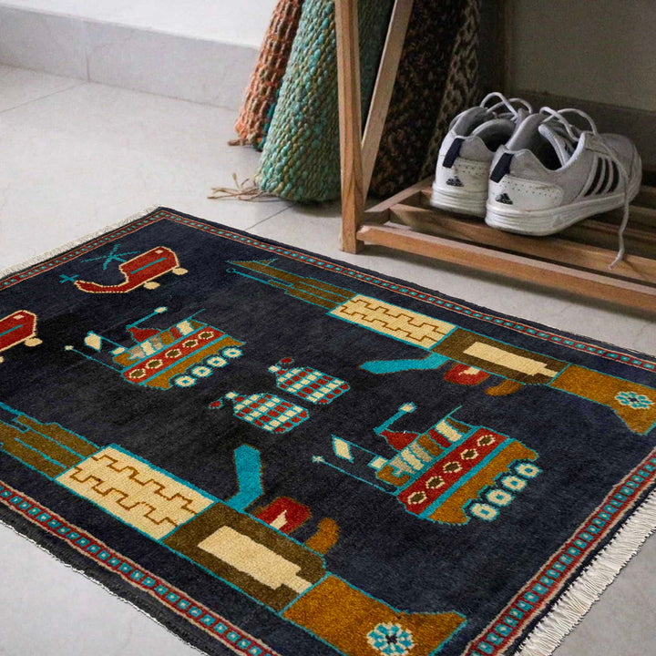 Afghan War Rug 2' 0" x 2' 10" Hand-Knotted view