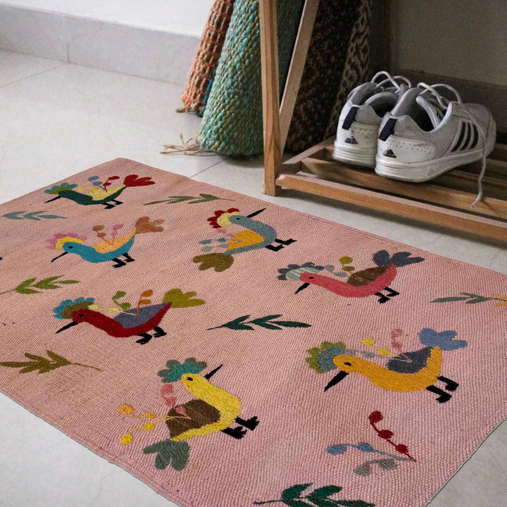 Pink Afghan Kilim Rug 2' 0" x 2' 11" Flat-Weave view