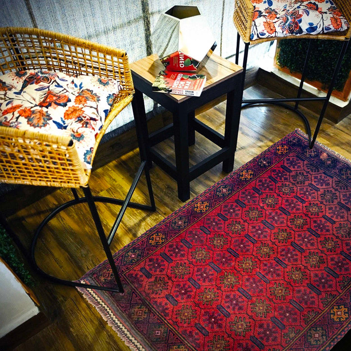 Red Afghan Baluchi Rug 2' 11" x 4' 2" Hand-Knotted view 9