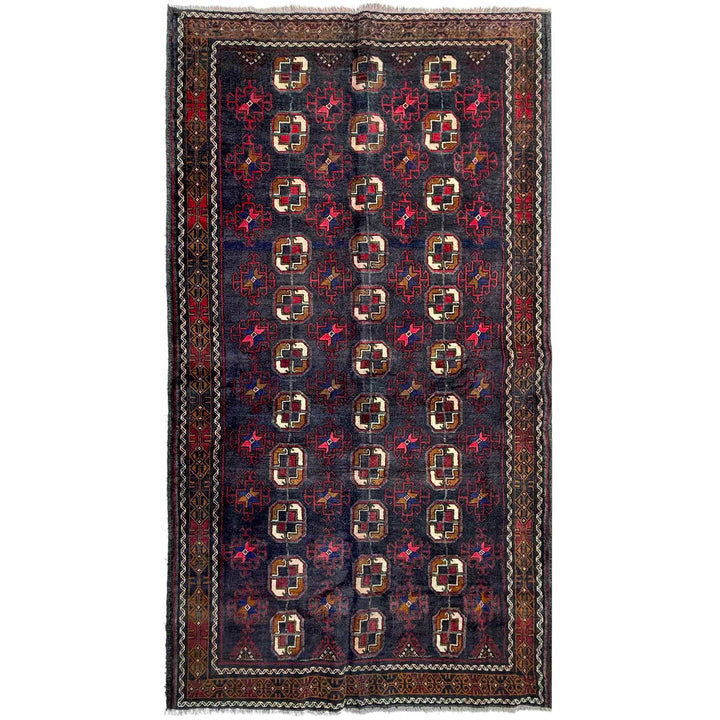 Afghan Baluchi Rug 4' 8" x 8' 11" Hand-Knotted | No. AL36097