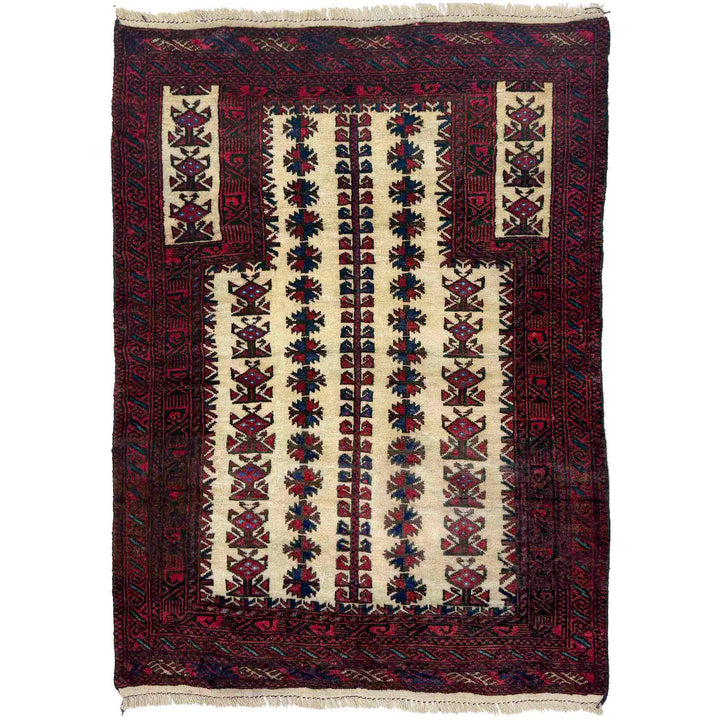 Afghan Prayer Rug 2' 9" x 4' 0" Hand-Knotted