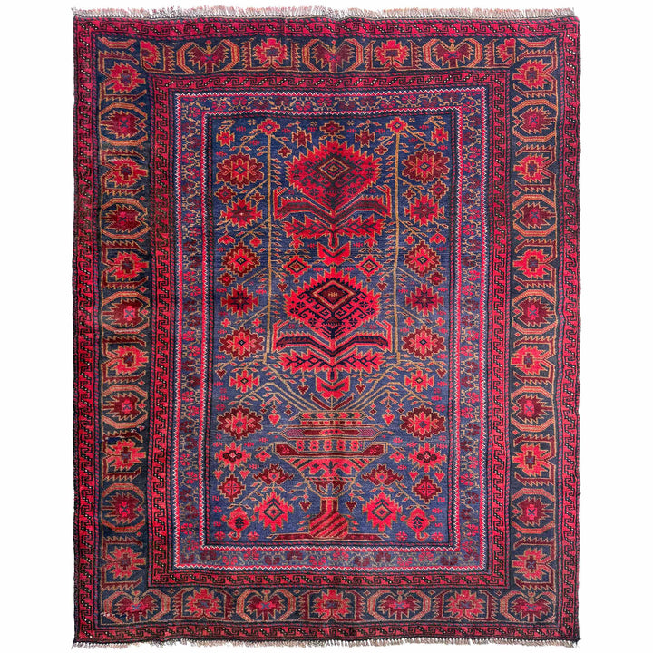 Afghan Baluchi Rug 4' 0" x 4' 11" Hand-Knotted | No. AL48961