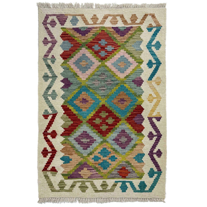 Multi Color ful Flat-Weave Wool Kilim 2' 2" x 3' 1" - No. AL54504