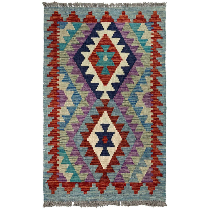 Hand Knotted Afghan Style Kilim 1' 10" x 2' 11" - No. AL30531