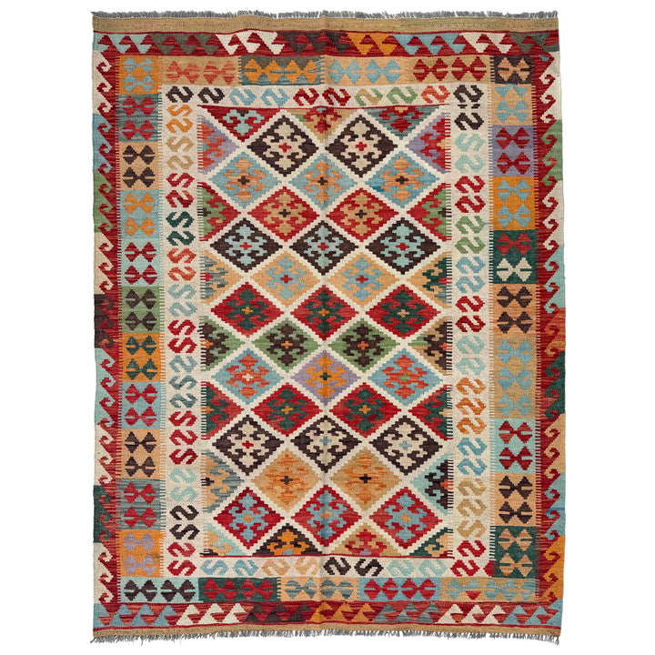 Afghan Kilim Rug 5' 1" x 6' 7" Flat-Weave | No. AL74164