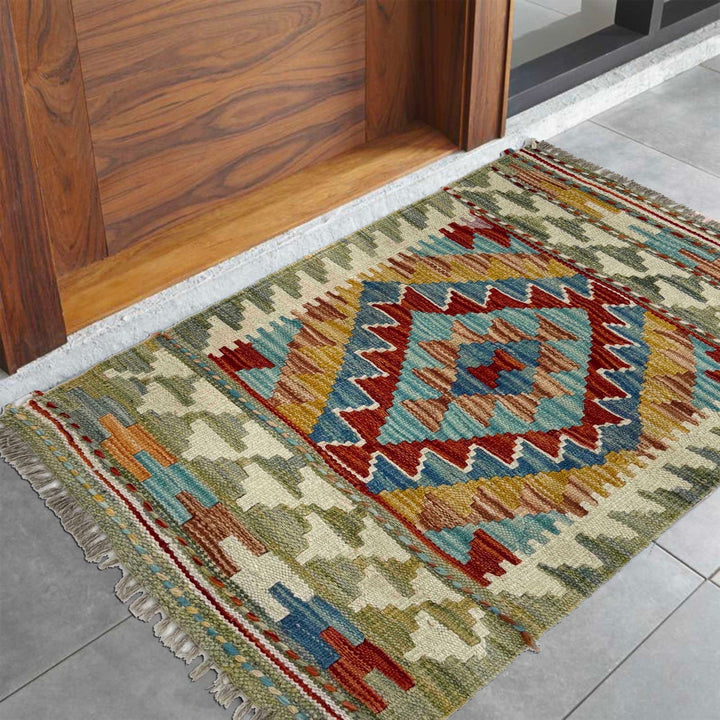 Hand Knotted Flatweave Kilim 1' 9" x 2' 9" - No. AL33404