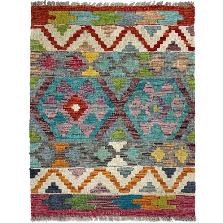 Multi Color ful Flat-Weave Wool Kilim 2' 2" x 2' 11" - No. AL35739