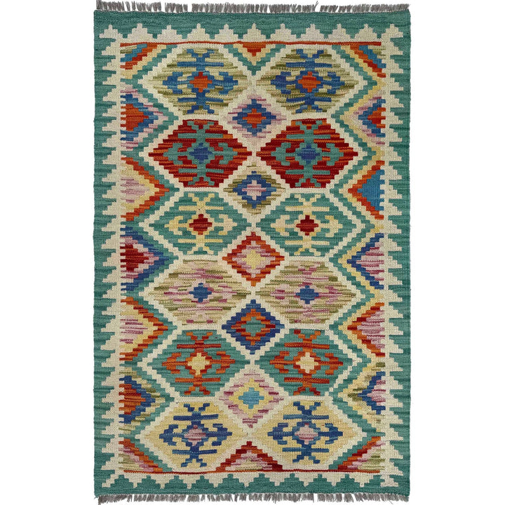 Multi Color ful Flat-Weave Wool Kilim 2' 7" x 4' 1" - No. AL51603