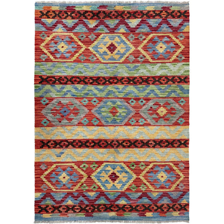 Handmade Turkish Design Wool Kilim 4' 3" x 6' 2" - No. AL51307