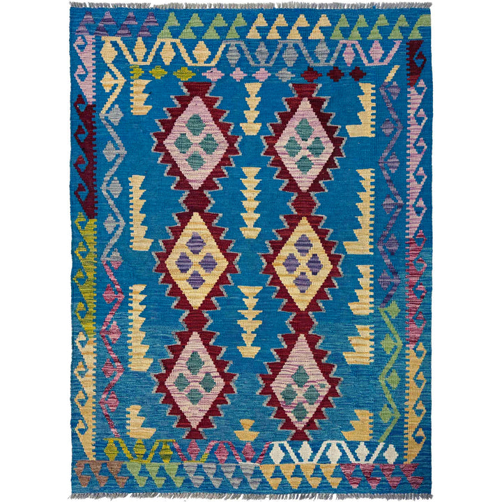 Afghan Kilim Rug 4' 0" x 5' 9" Flat-Weave