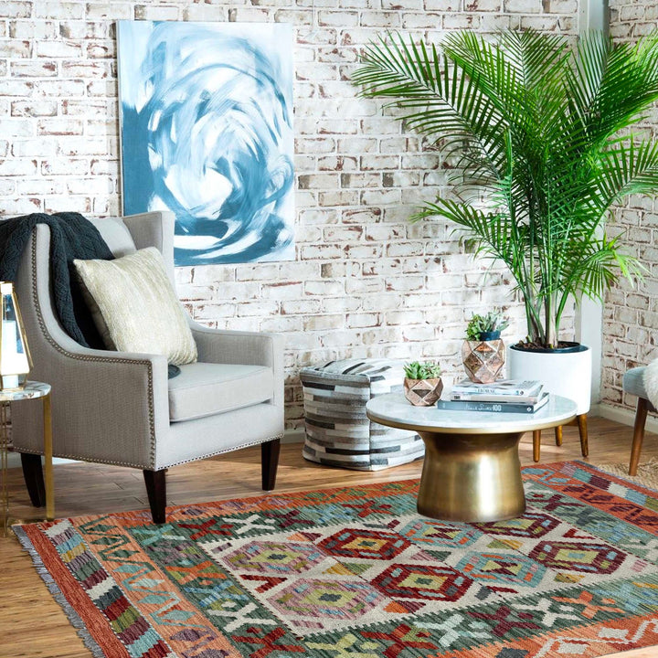 Hand Knotted Flatweave Kilim 3' 4" x 4' 11" - No. AL24745