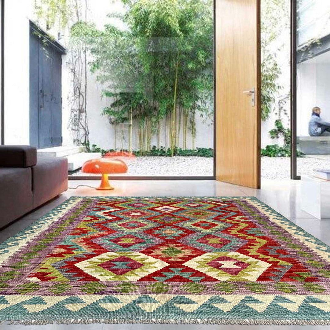 Hand Made Afghan Kilim 3' 10" x 5' 9" - No. AL45176