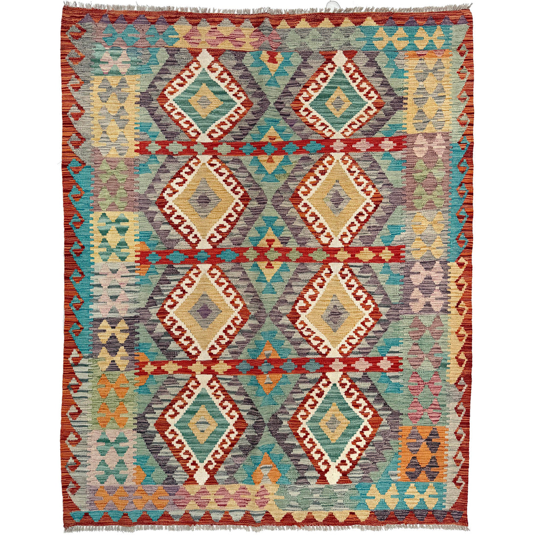 Afghan Kilim Rug 4' 10" x 6' 2" Flat-Weave