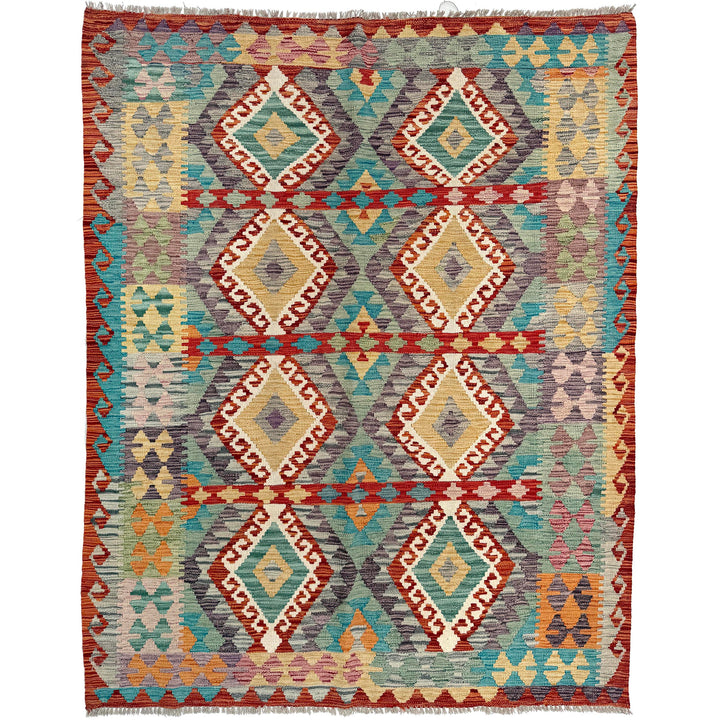 Afghan Kilim Rug 4' 10" x 6' 2" Flat-Weave
