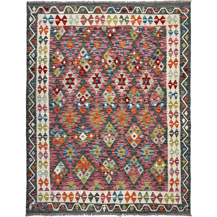 Afghan Chobi Kilim Rug 4' 10" x 6' 4" Flat-Weave
