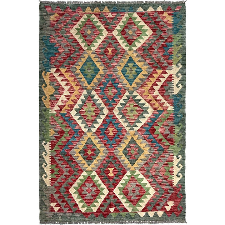 Hand Woven Wool Kelim 3' 10" x 6' 1" - No. AL55726