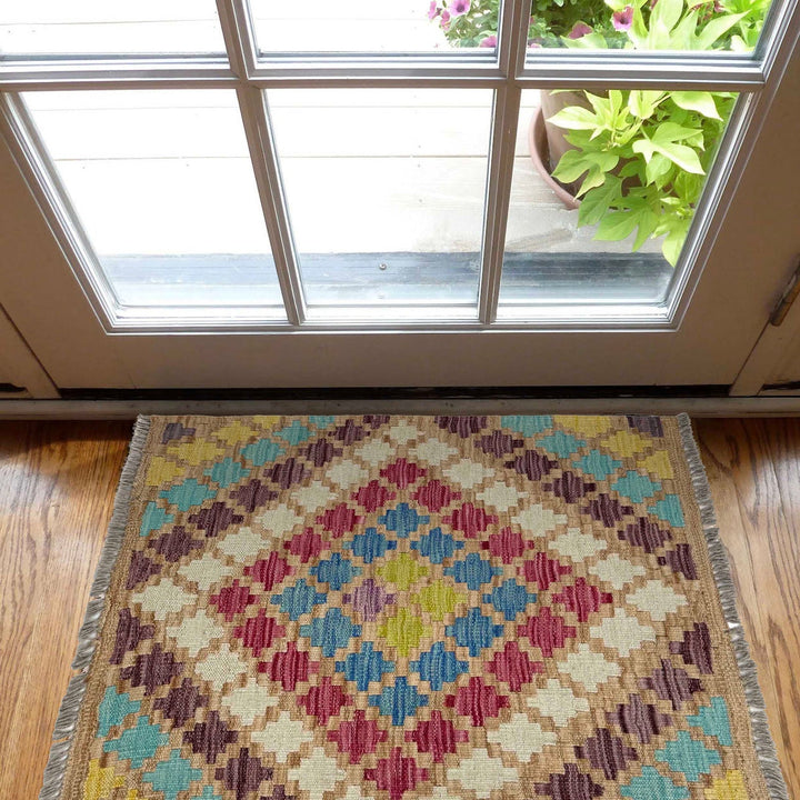Hand Knotted Afghan Style Kilim 2' 2" x 2' 6" - No. AL95443