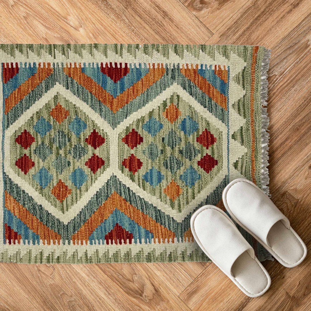 Handmade Afghan Vegetable Kilim 1' 10" x 2' 6" - No. AL41105