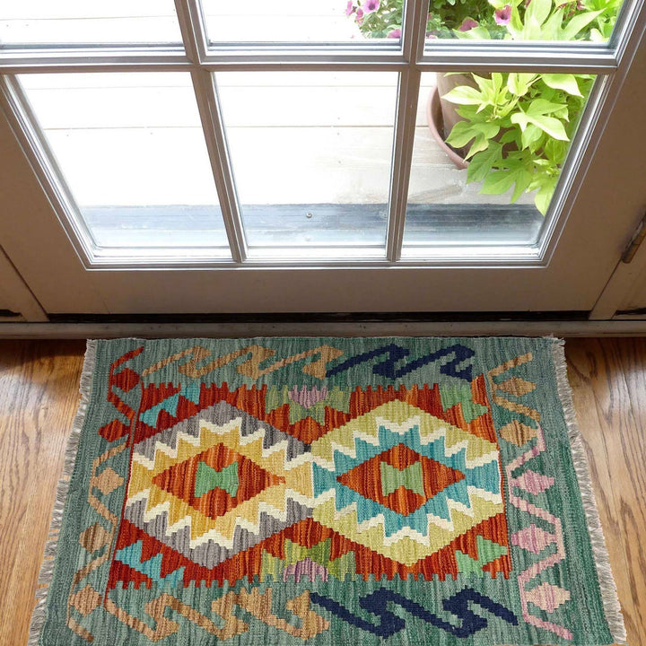 Hand Made Afghan Kilim 2' 0" x 2' 10" - No. AL16454