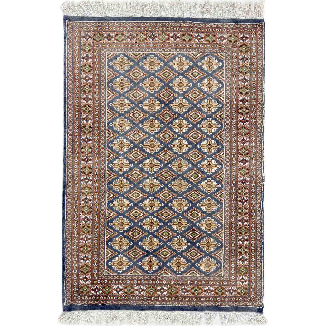 Pakistani Jaldar Rug 4' 0" x 5' 10" Hand-Knotted